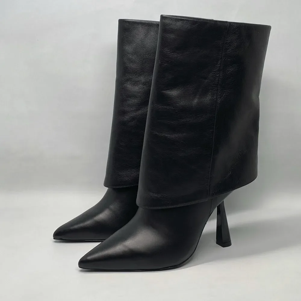 Black Suede Studio Cecille Leather Ankle Boots size 39